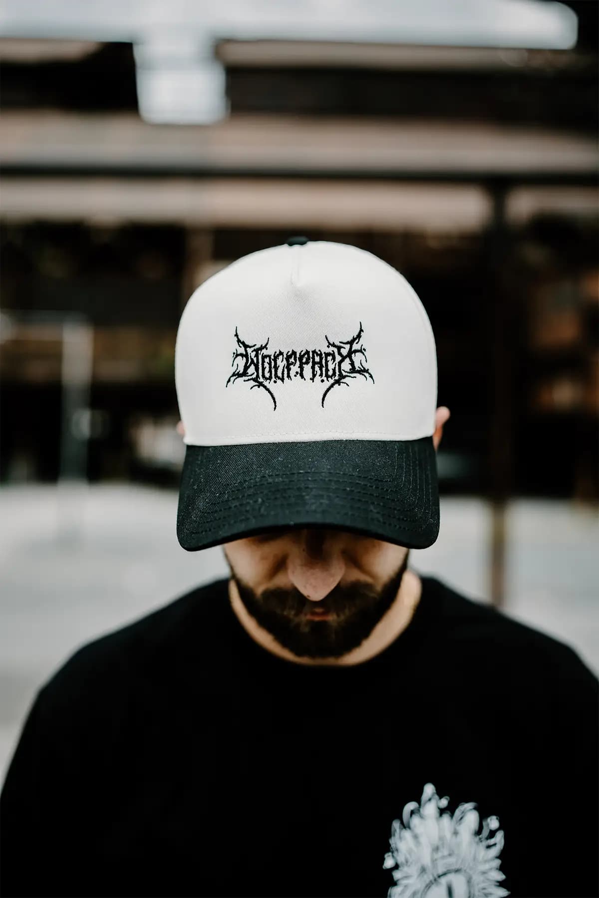 Bone hat with BLACK LOTUS FRAME CAP  print - Wolfpack Clothing