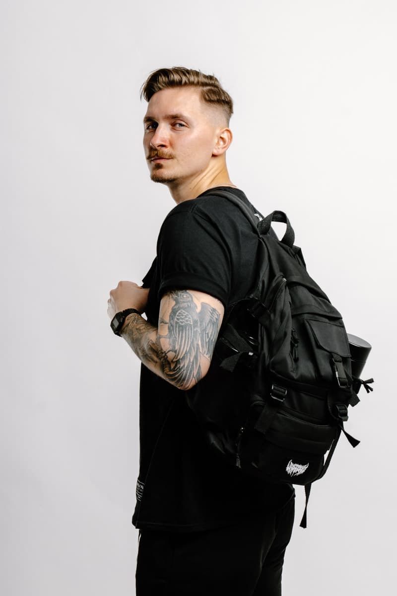 Black bag with CORE BACKPACK print - Wolfpack Clothing