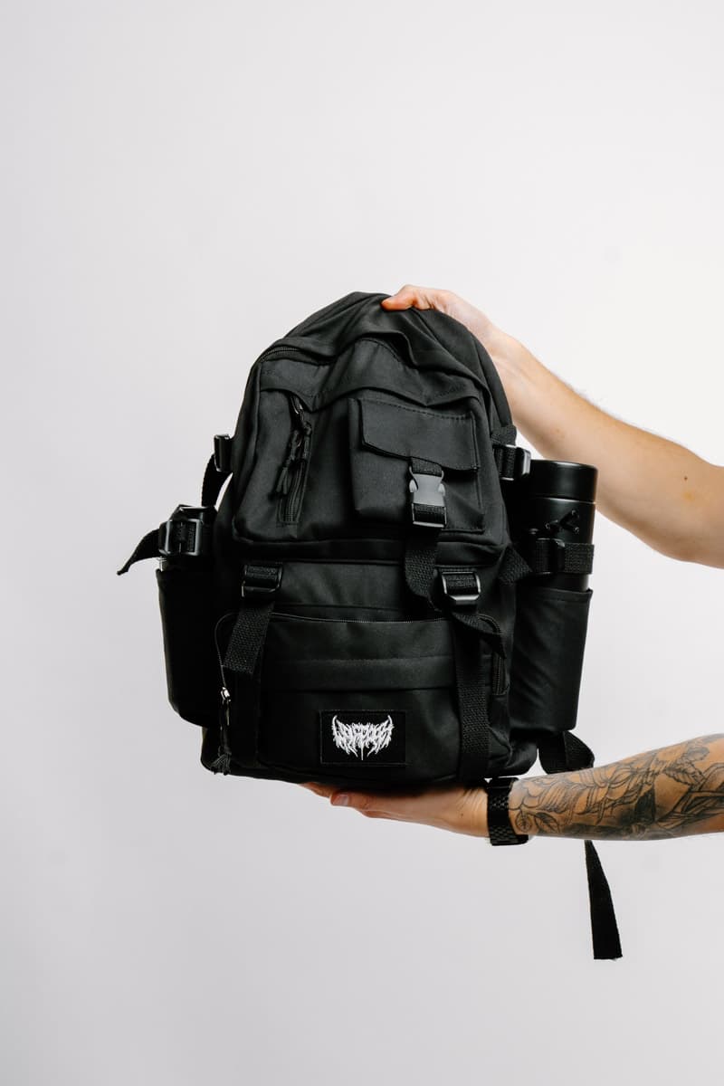 Black bag with CORE BACKPACK print - Wolfpack Clothing