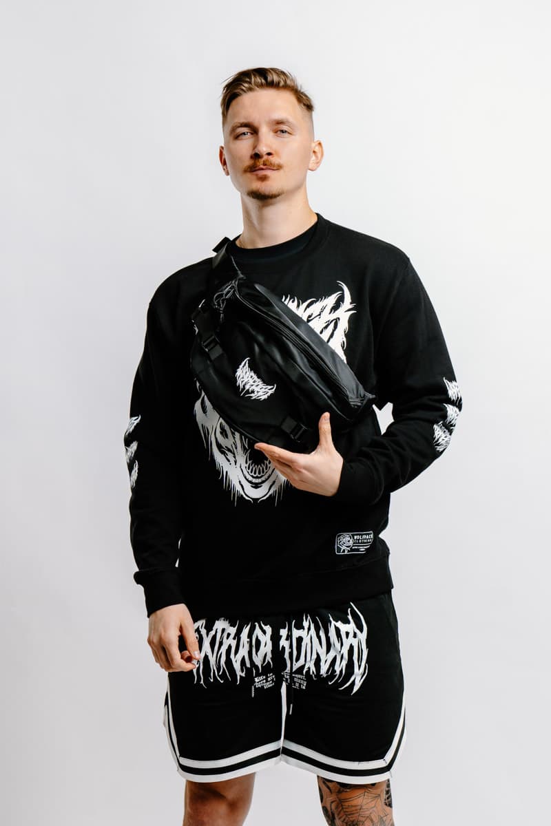 Black bag with CORE CROSSBODY BAG OVERSIZED print - Wolfpack Clothing