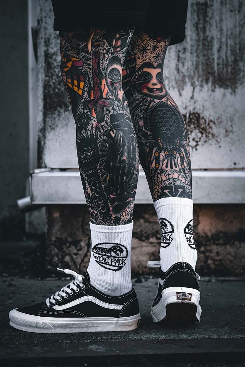 White socks with DINOSAUR SOCKS print - Wolfpack Clothing