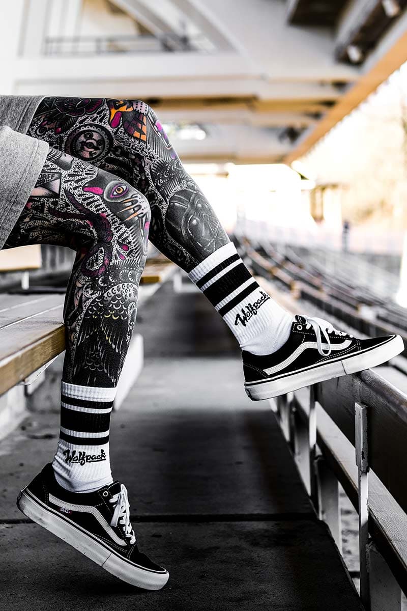 White socks with WOLFPACK CREW SOCKS print - Wolfpack Clothing