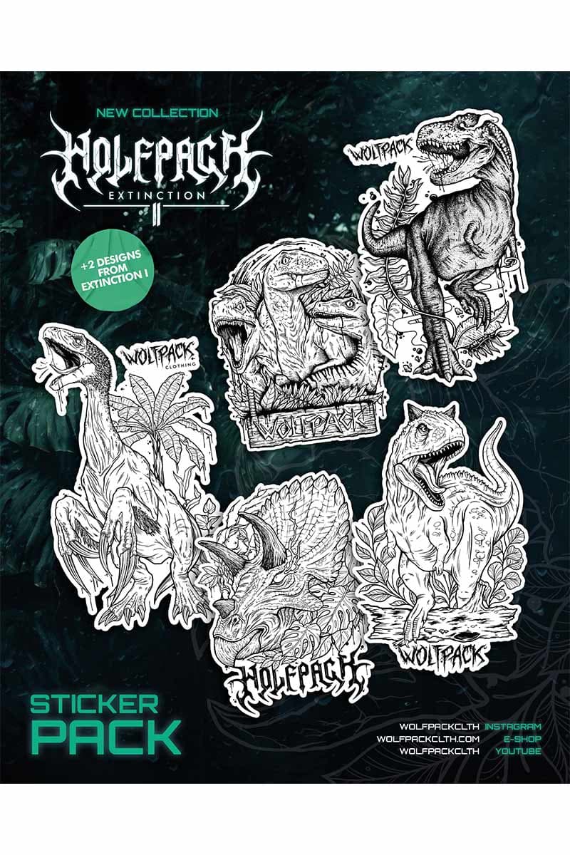 Sticker with WOLFPACK EXTINCTION STICKERS PACK print - Wolfpack Clothing