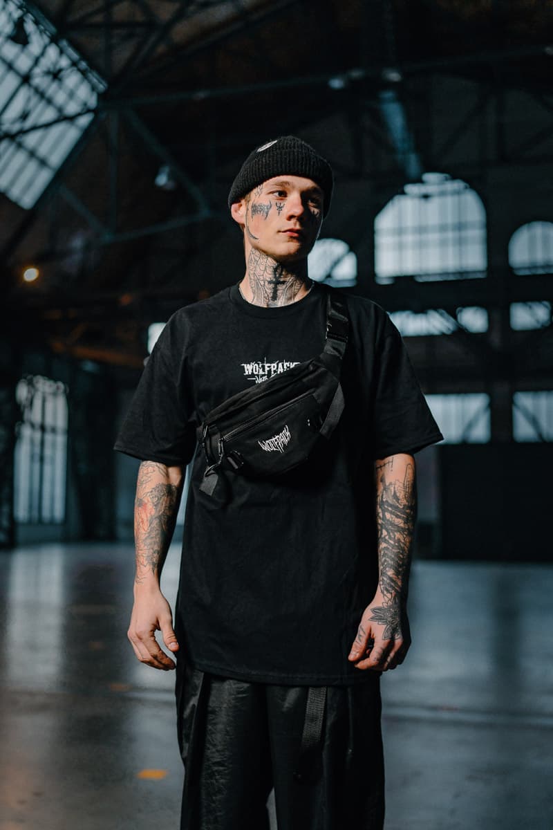 Black bag with WOLFPACK CROSSBODY BAG print - Wolfpack Clothing