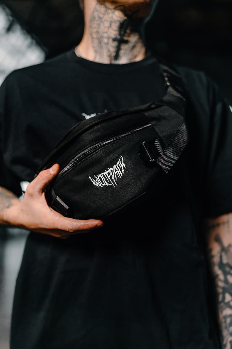 Black bag with WOLFPACK CROSSBODY BAG print - Wolfpack Clothing