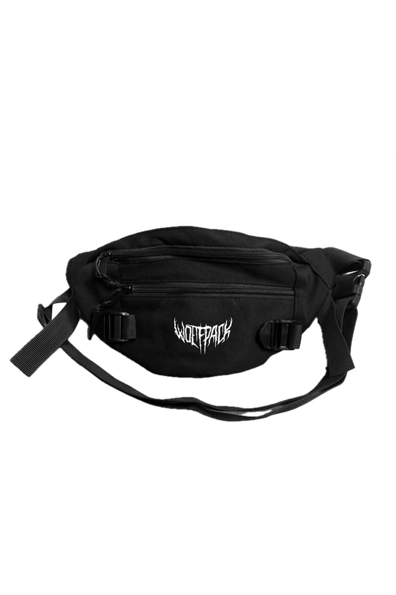 Black bag with WOLFPACK CROSSBODY BAG print - Wolfpack Clothing