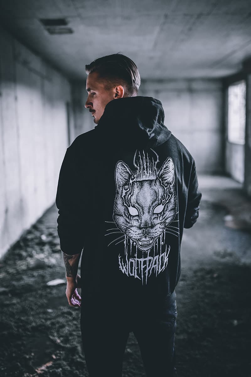 Black hoodie with CATHARSIS HOODIE UNISEX print - Wolfpack Clothing