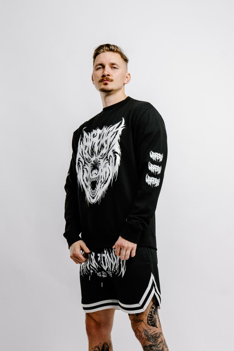 Black crewneck with CORE WOLF CREWNECK UNISEX print - Wolfpack Clothing