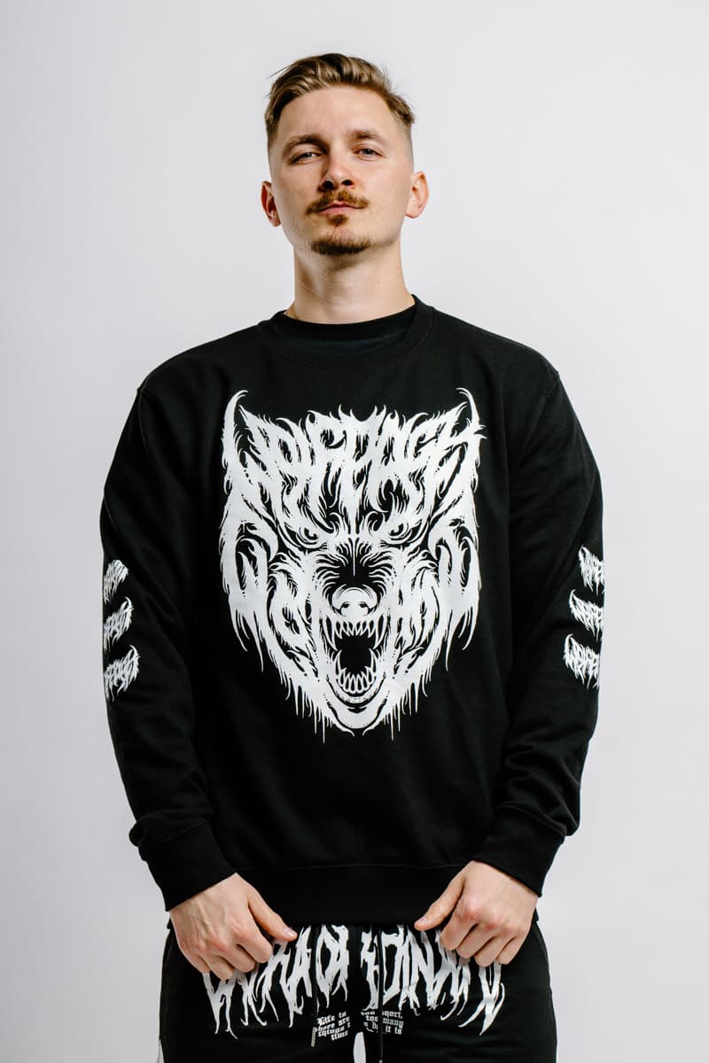 Black crewneck with CORE WOLF CREWNECK UNISEX print - Wolfpack Clothing