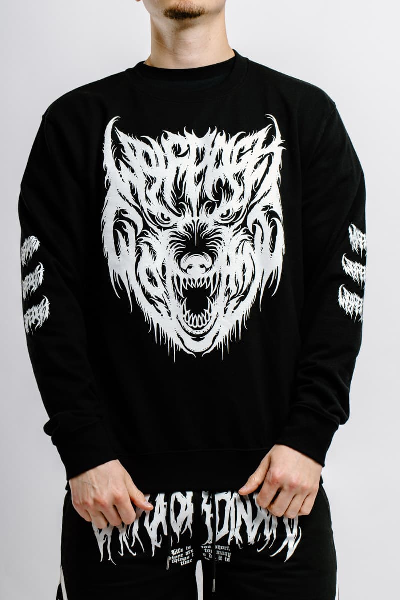 Black crewneck with CORE WOLF CREWNECK UNISEX print - Wolfpack Clothing