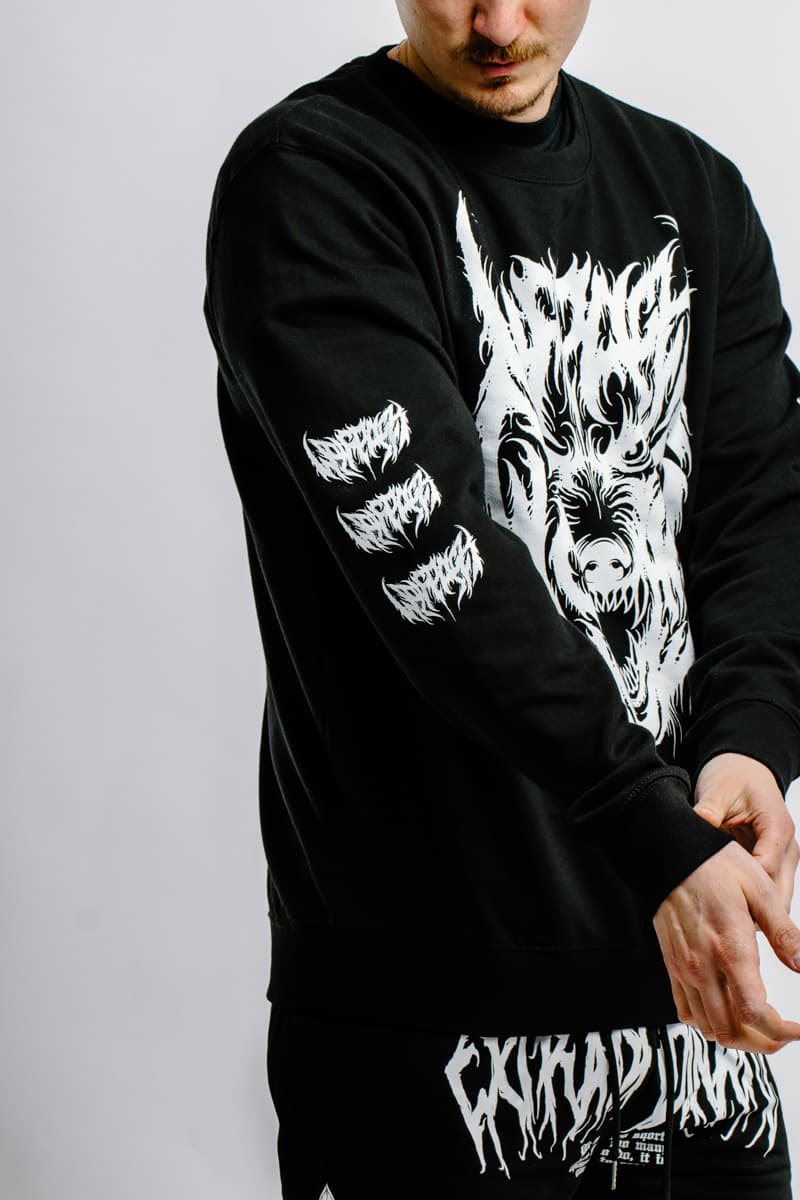 Black crewneck with CORE WOLF CREWNECK UNISEX print - Wolfpack Clothing