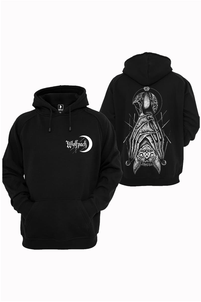 Black hoodie with ECLIPSE HOODIE UNISEX print - Wolfpack Clothing