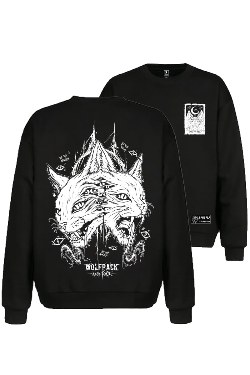 Black crewneck with THE MOON CREWNECK UNISEX print - Wolfpack Clothing