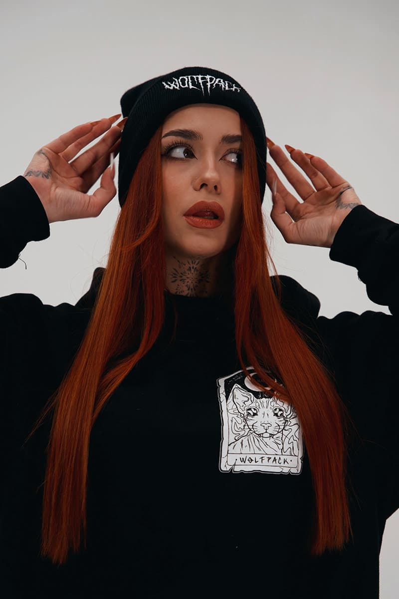 Black hoodie with THE MOON HOODIE UNISEX print - Wolfpack Clothing