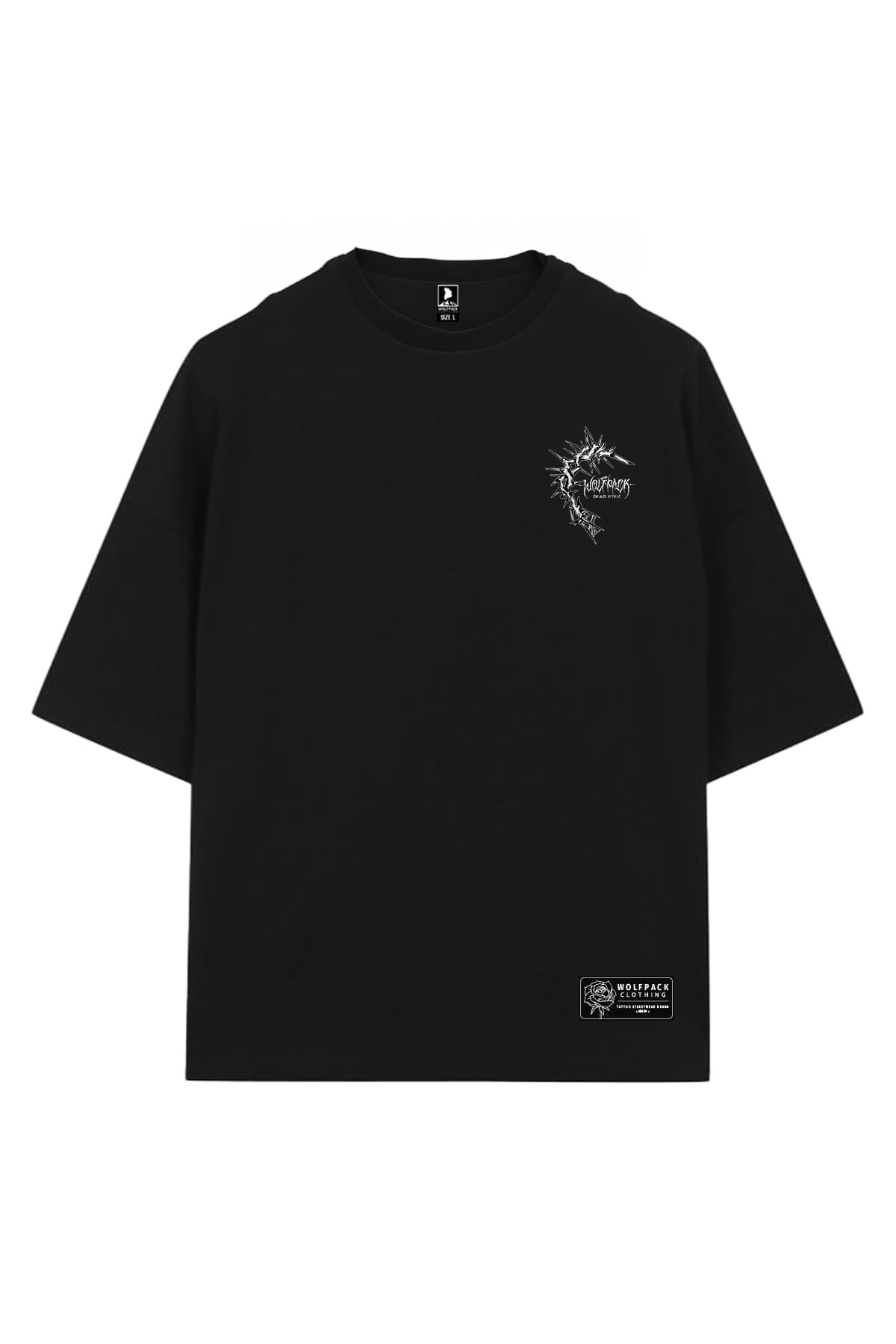 Black oversized t-shirt with BLOOD BITE OVERSIZED TEE UNISEX 2.0 print - Wolfpack Clothing
