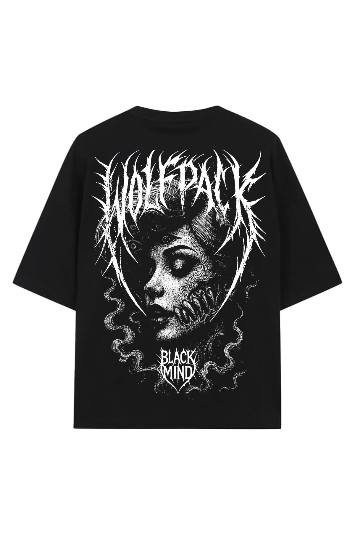 Black oversized t-shirt with INNER EYE OVERSIZED TEE UNISEX print - Wolfpack Clothing