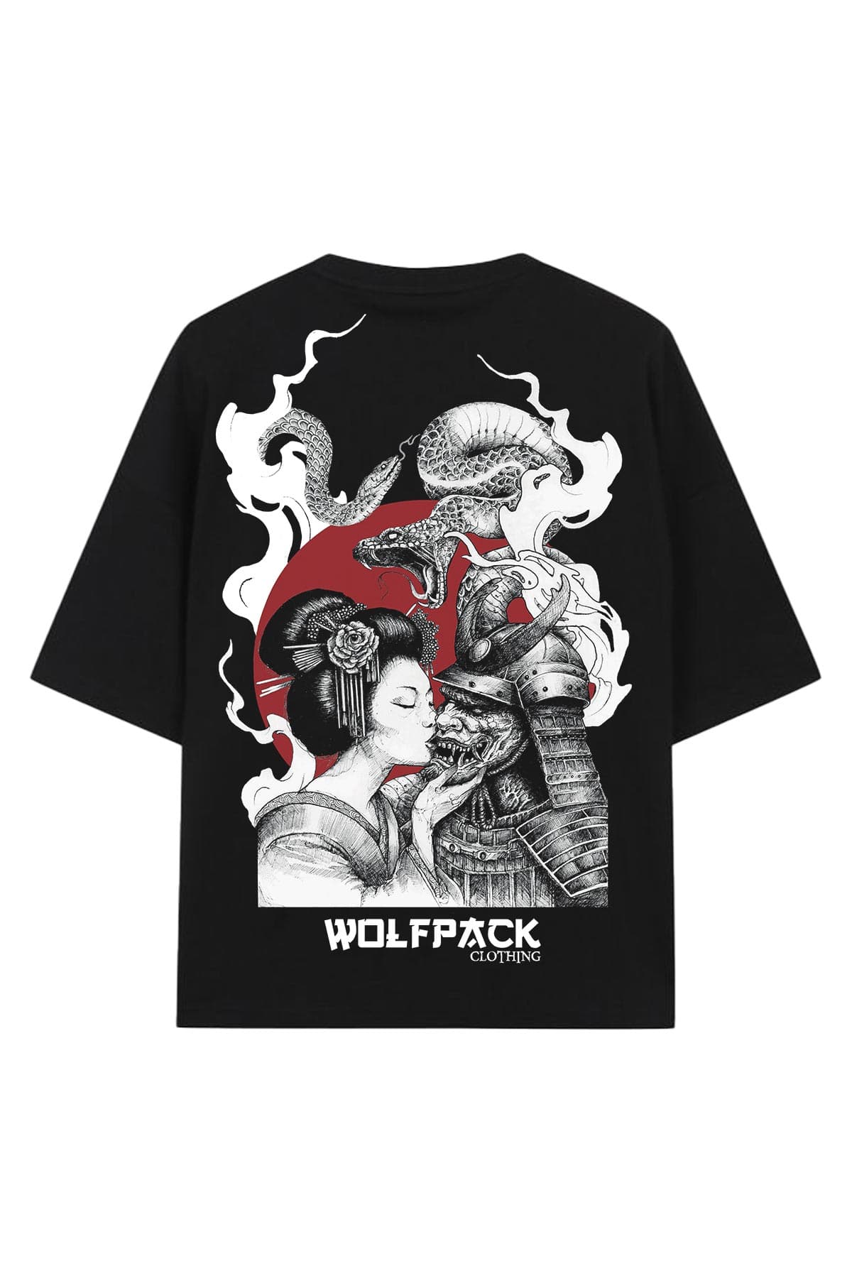 Black oversized t-shirt with JADOKU OVERSIZED TEE UNISEX print - Wolfpack Clothing