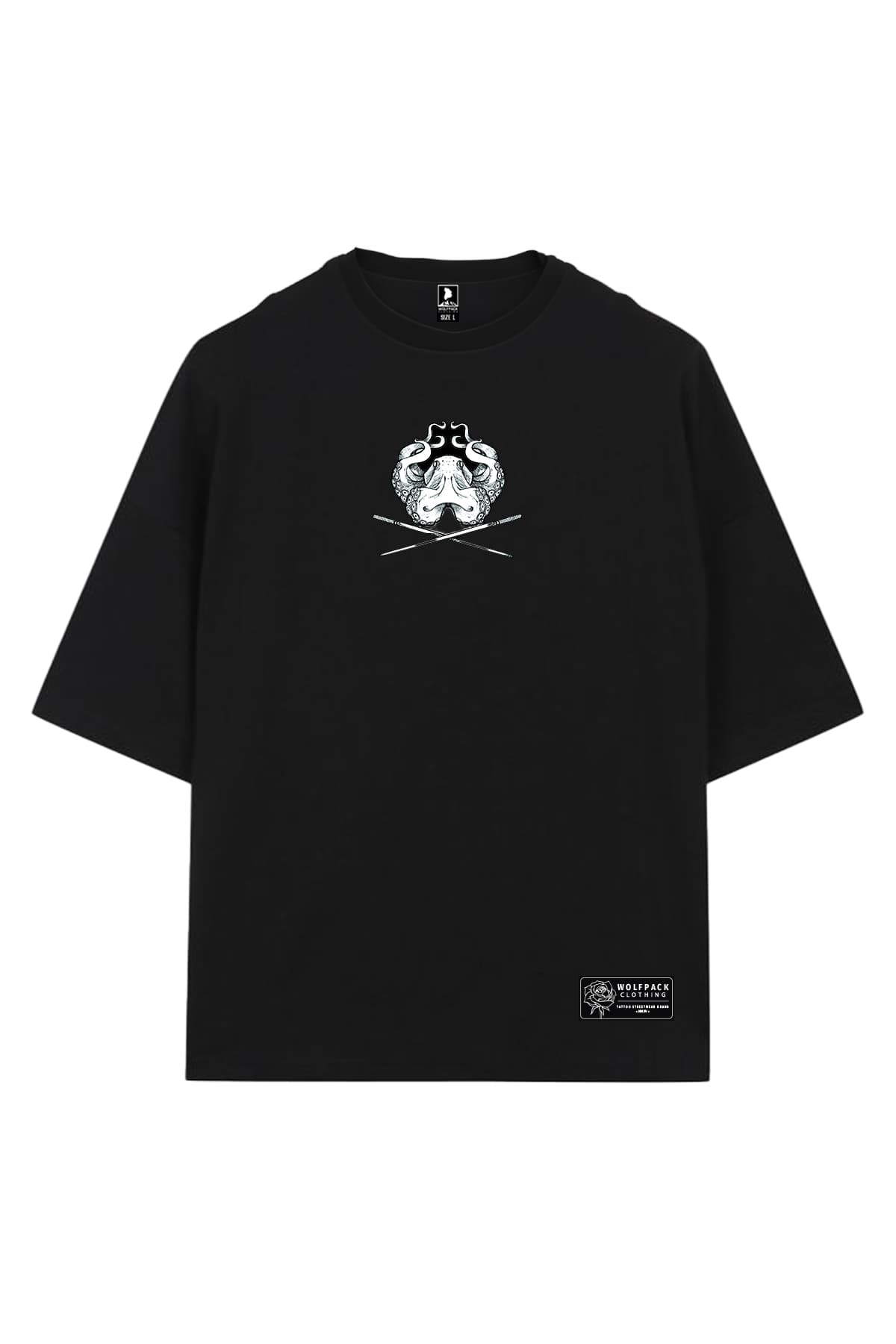 Black oversized t-shirt with TAKO OVERSIZED TEE UNISEX print - Wolfpack Clothing