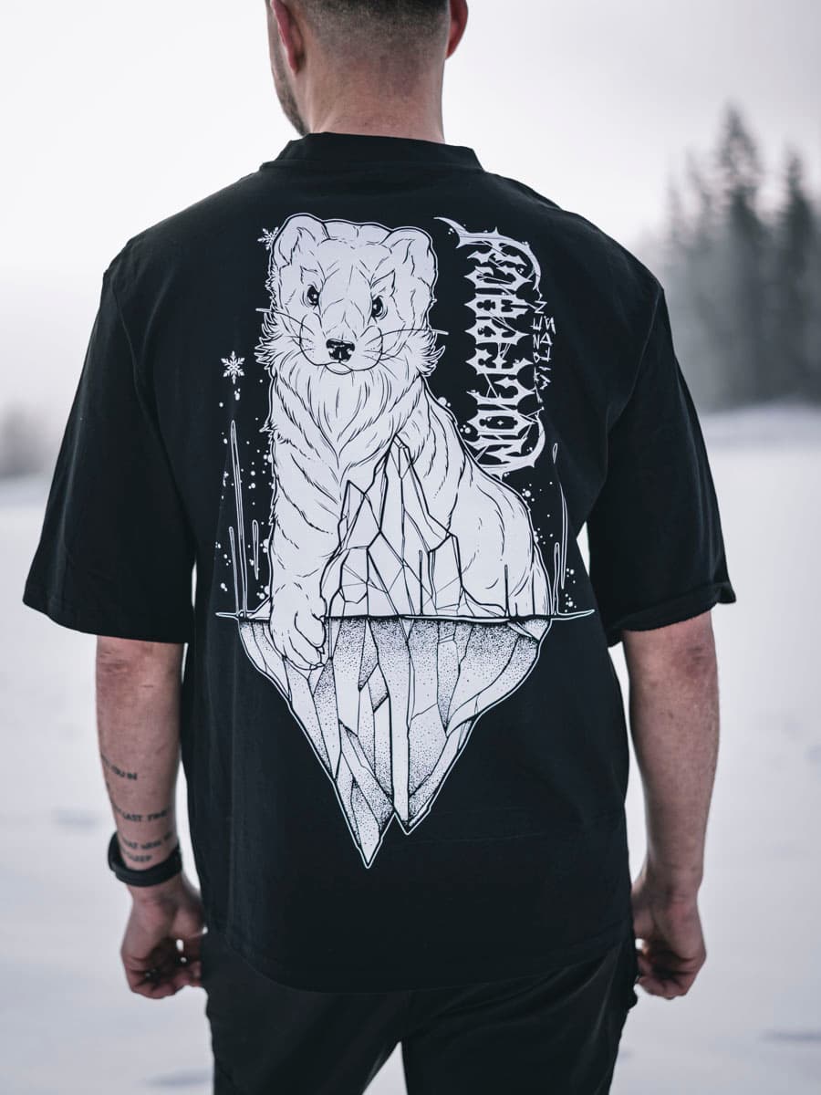 Black oversized t-shirt with NORTH POLE OVERSIZED TEE UNISEX print - Wolfpack Clothing