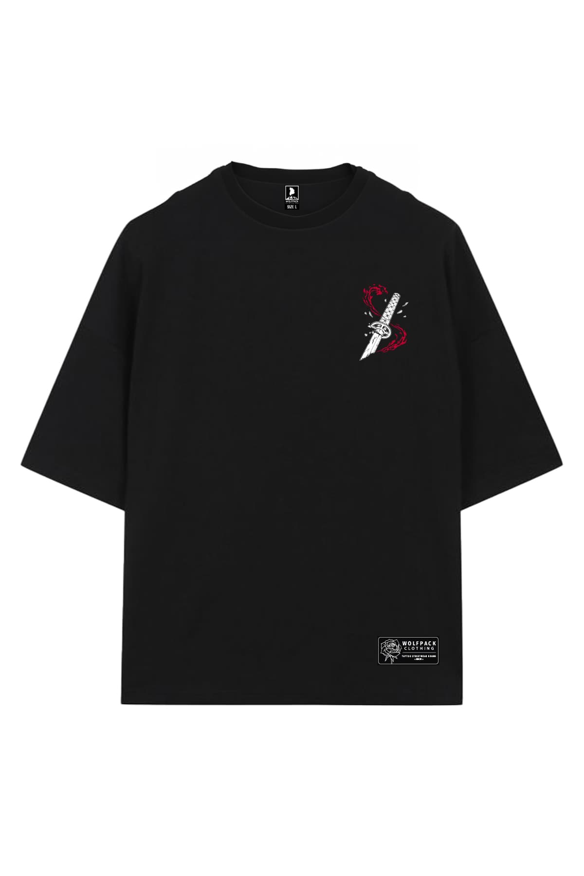 Black oversized t-shirt with RYU OVERSIZED TEE UNISEX print - Wolfpack Clothing