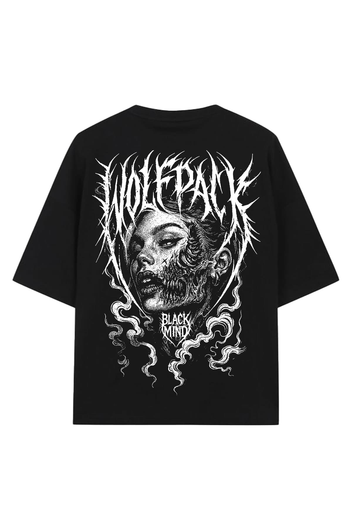 Black oversized t-shirt with TOXIC FAITH OVERSIZED TEE UNISEX print - Wolfpack Clothing