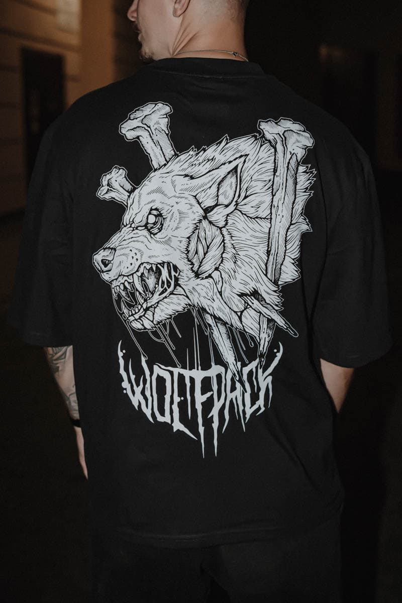 Black oversized t-shirt with UNDEAD OVERSIZED TEE UNISEX print - Wolfpack Clothing