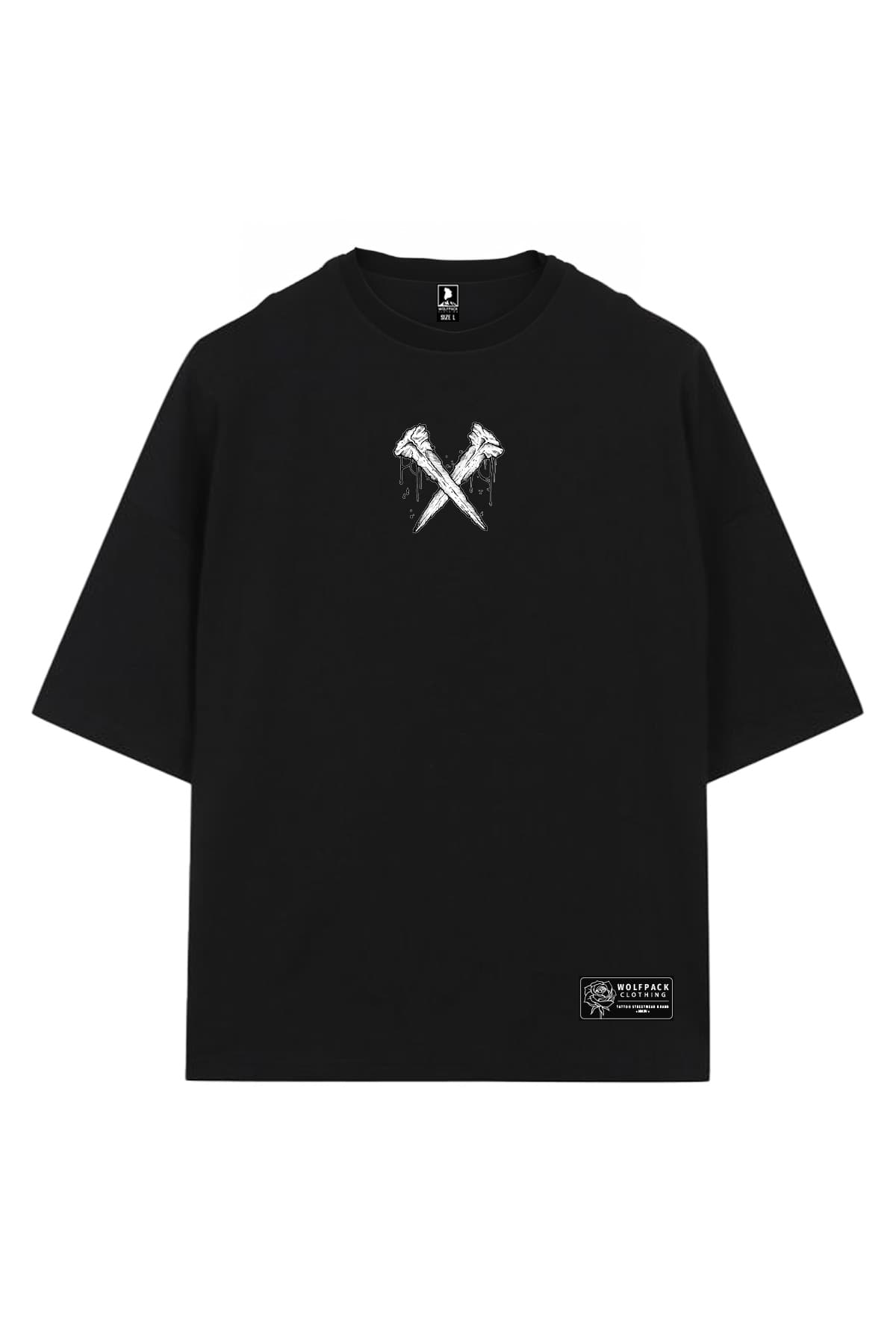 Black oversized t-shirt with UNDEAD OVERSIZED TEE UNISEX print - Wolfpack Clothing