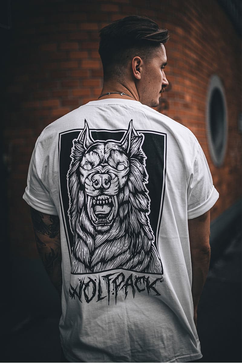 White t-shirt with BLIND WEREWOLF TEE UNISEX print - Wolfpack Clothing