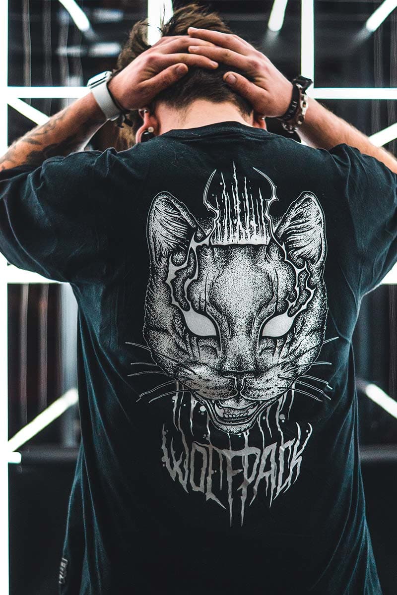 Black t-shirt with CATHARSIS TEE UNISEX print - Wolfpack Clothing
