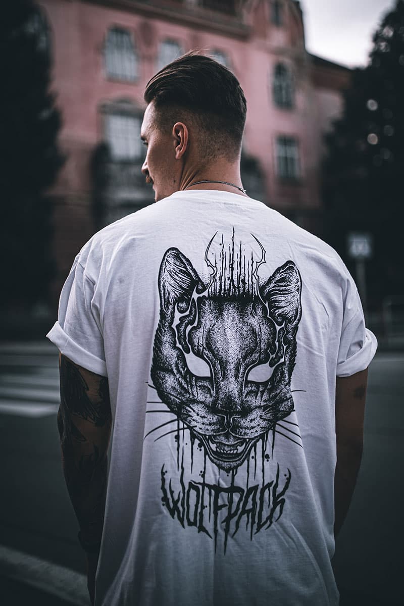 White t-shirt with CATHARSIS TEE UNISEX print - Wolfpack Clothing