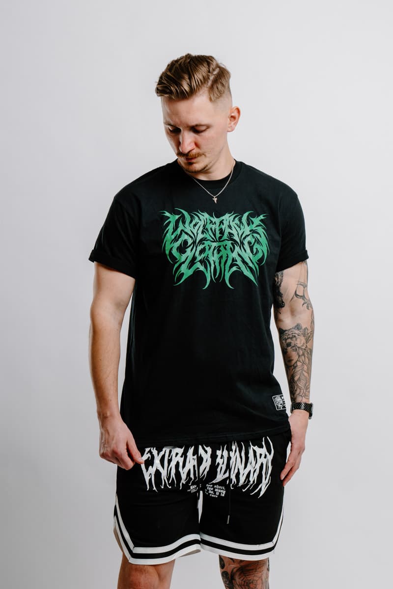 Black t-shirt with CHAOS TEE UNISEX print - Wolfpack Clothing