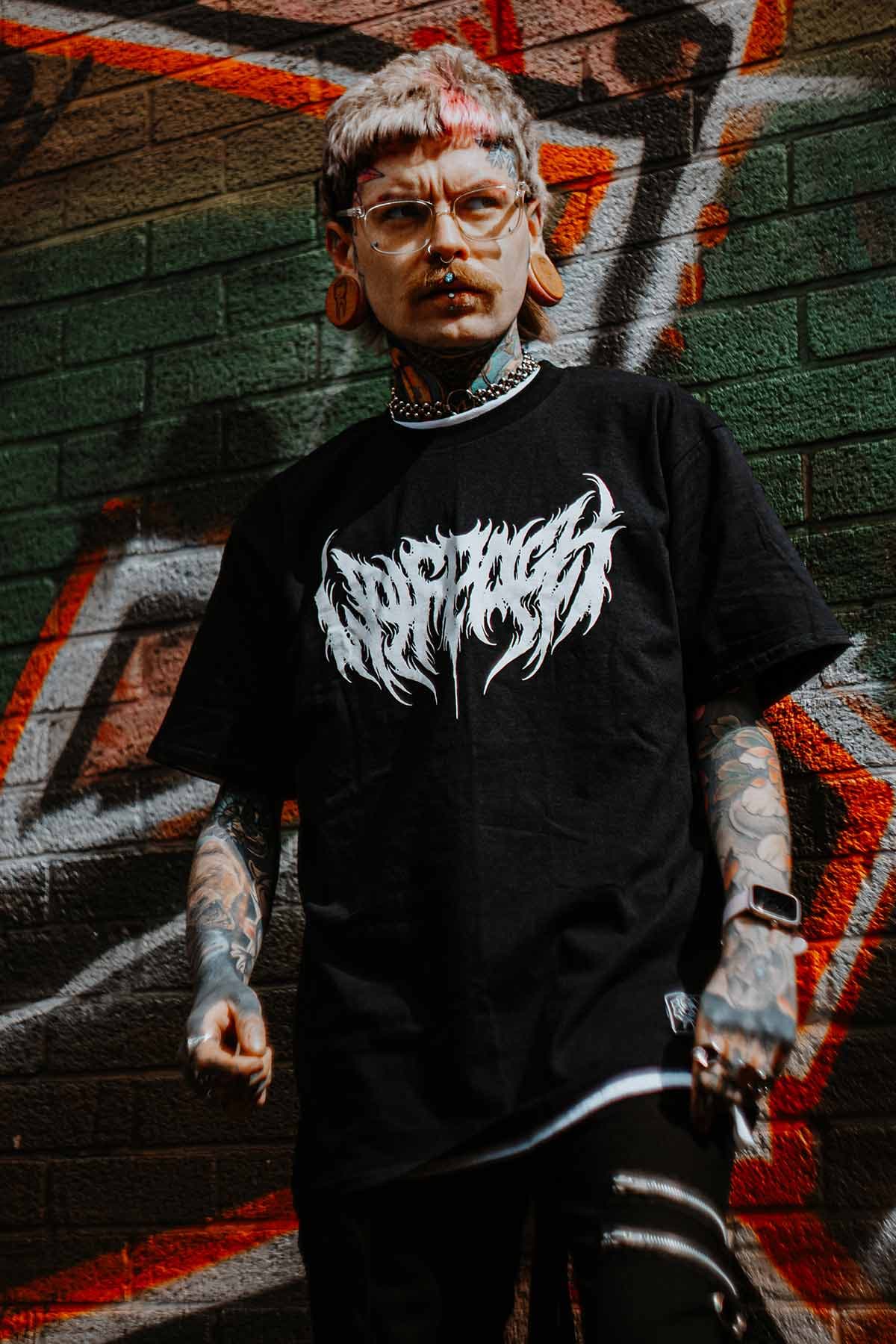 Black t-shirt with CORE LOGO TEE UNISEX print - Wolfpack Clothing