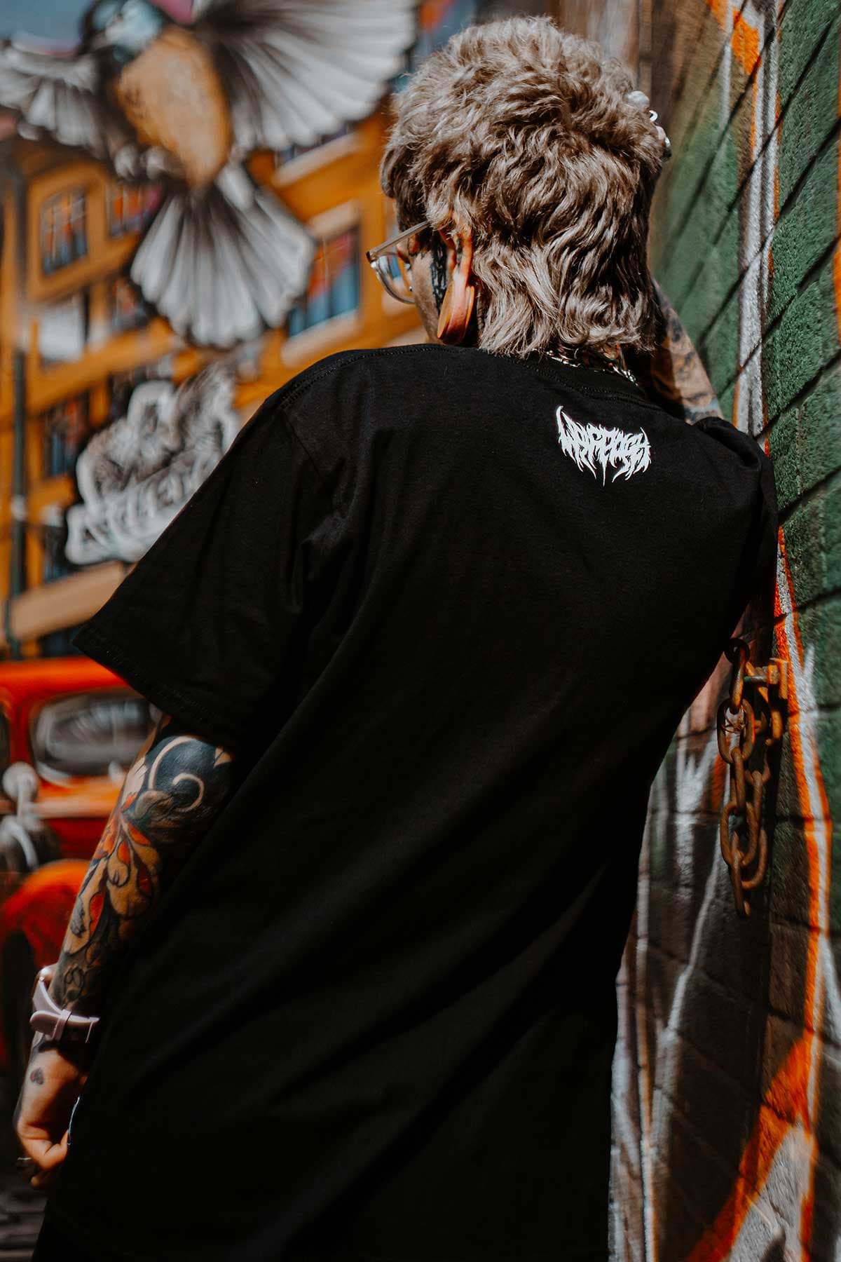 Black t-shirt with CORE LOGO TEE UNISEX print - Wolfpack Clothing