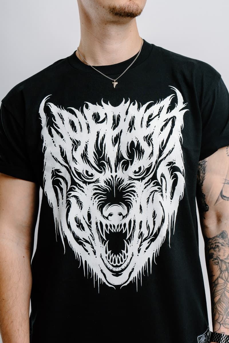 Black t-shirt with CORE WOLF TEE UNISEX print - Wolfpack Clothing