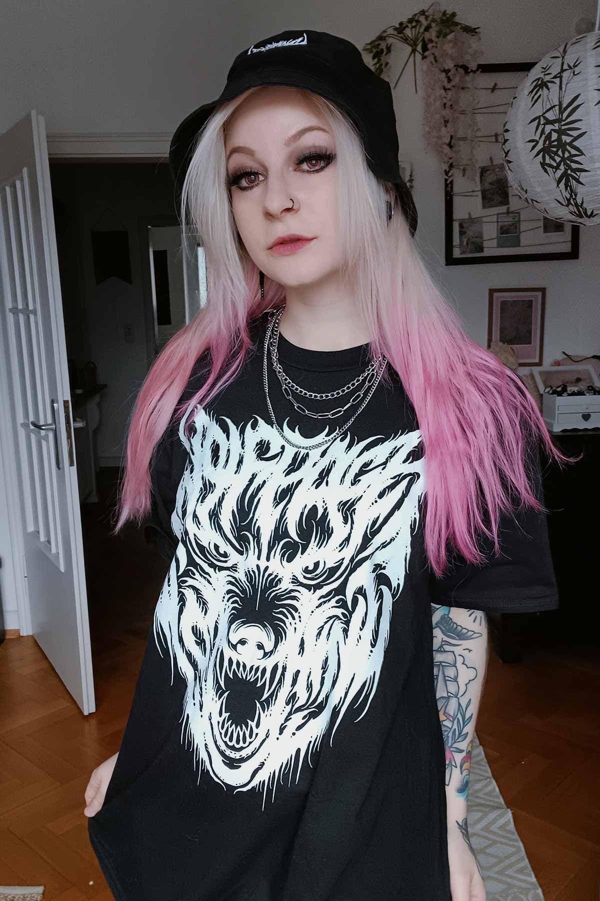 Black t-shirt with CORE WOLF TEE UNISEX print - Wolfpack Clothing