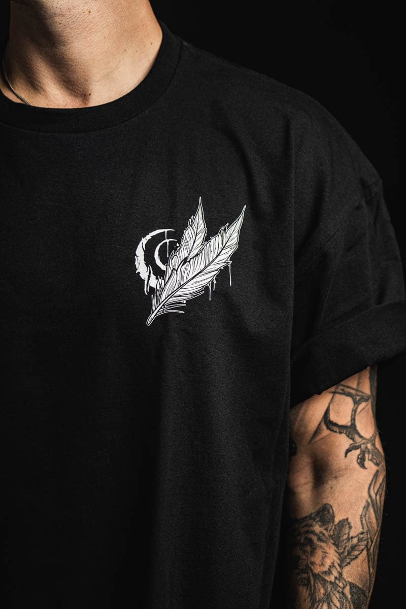 Black t-shirt with CREATURE OF PREY TEE UNISEX print - Wolfpack Clothing