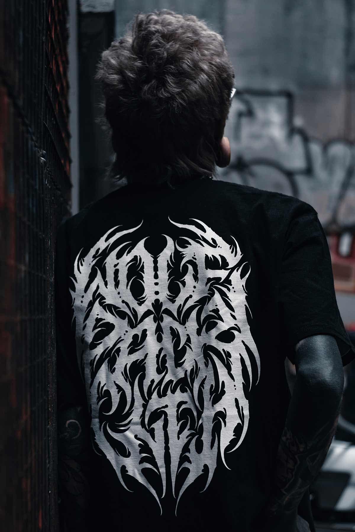 Black t-shirt with DEMISE TEE UNISEX print - Wolfpack Clothing