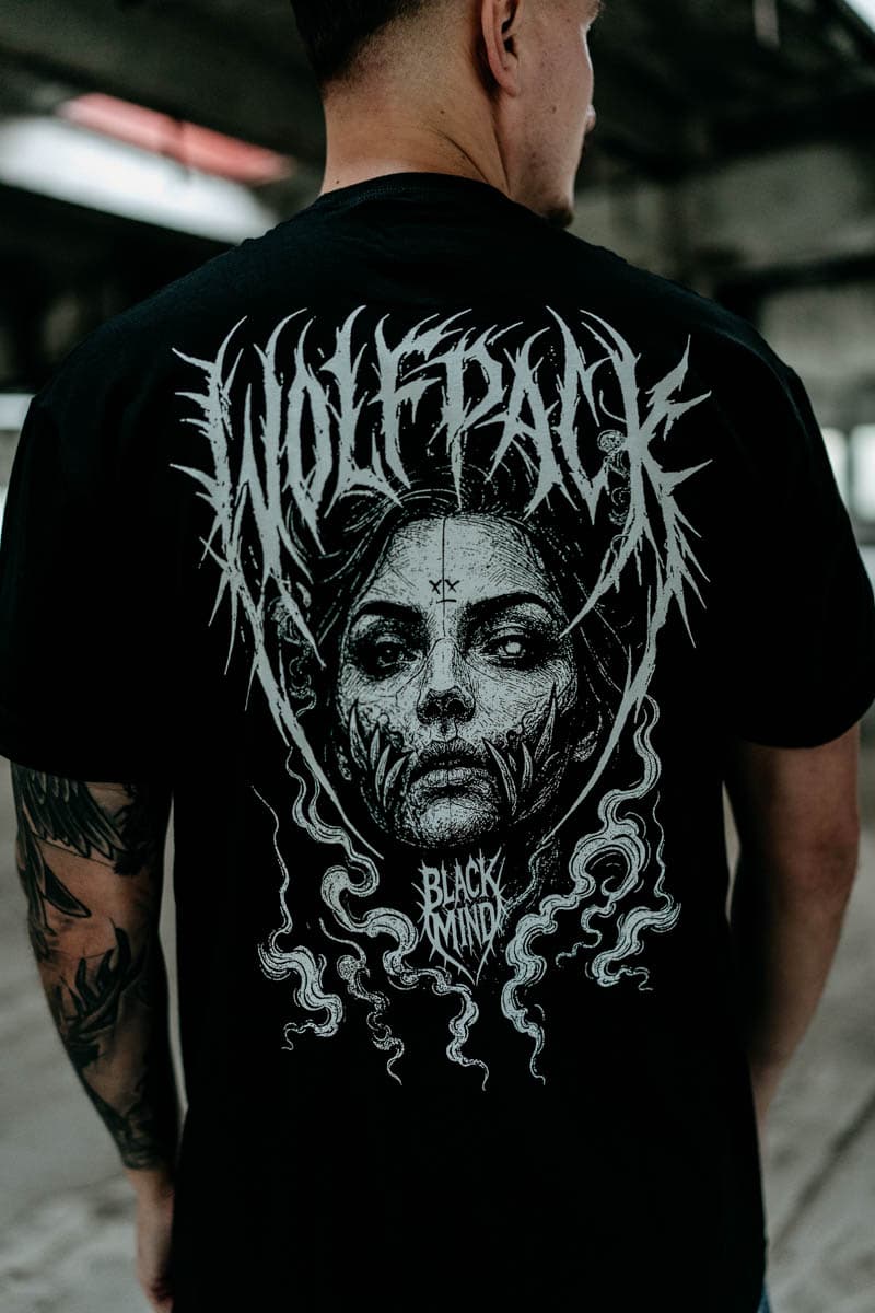 Black t-shirt with HELL WITHIN TEE UNISEX print - Wolfpack Clothing