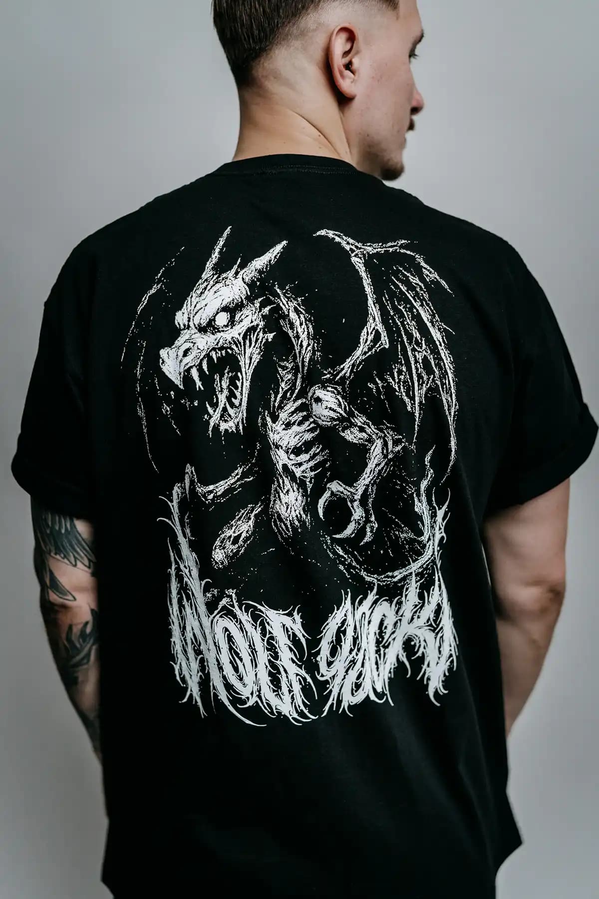 Black t-shirt with HELLFIRE TEE UNISEX print - Wolfpack Clothing