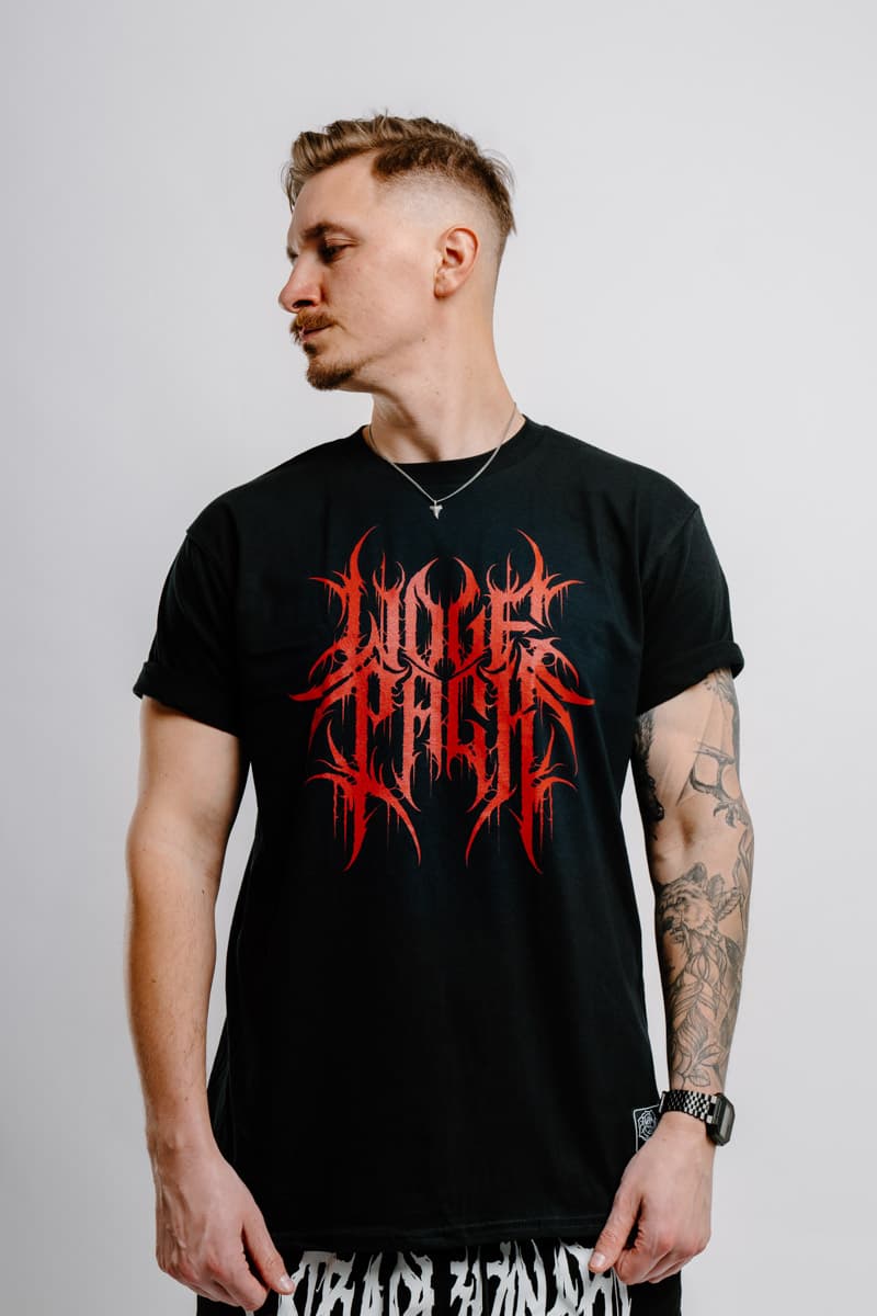 Black t-shirt with INFERNO TEE UNISEX print - Wolfpack Clothing