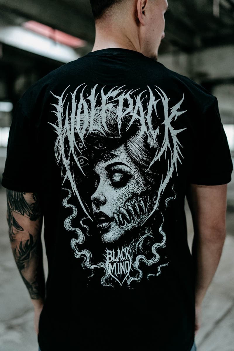 Black t-shirt with INNER EYE TEE UNISEX print - Wolfpack Clothing