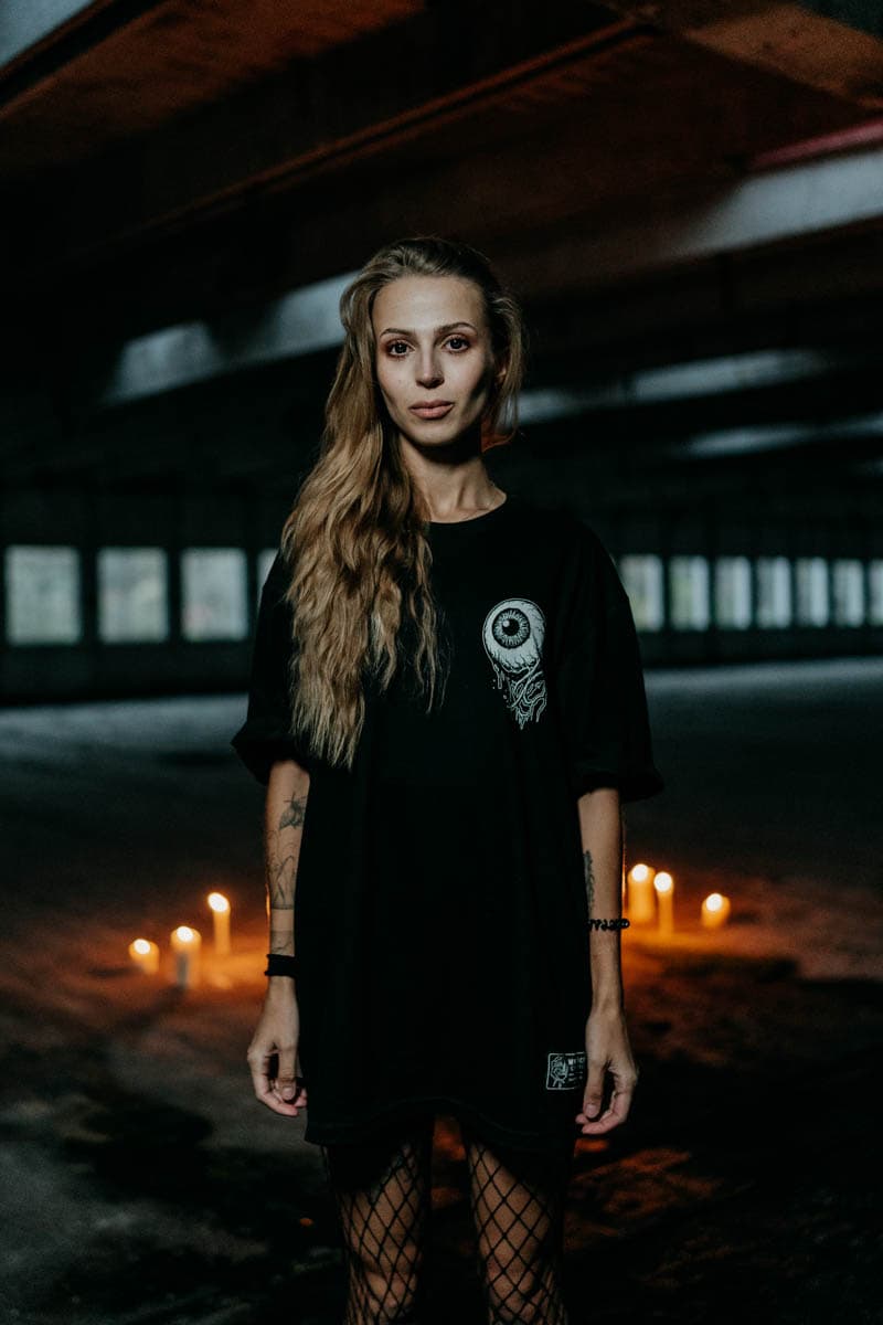 Black t-shirt with INNER EYE TEE UNISEX print - Wolfpack Clothing