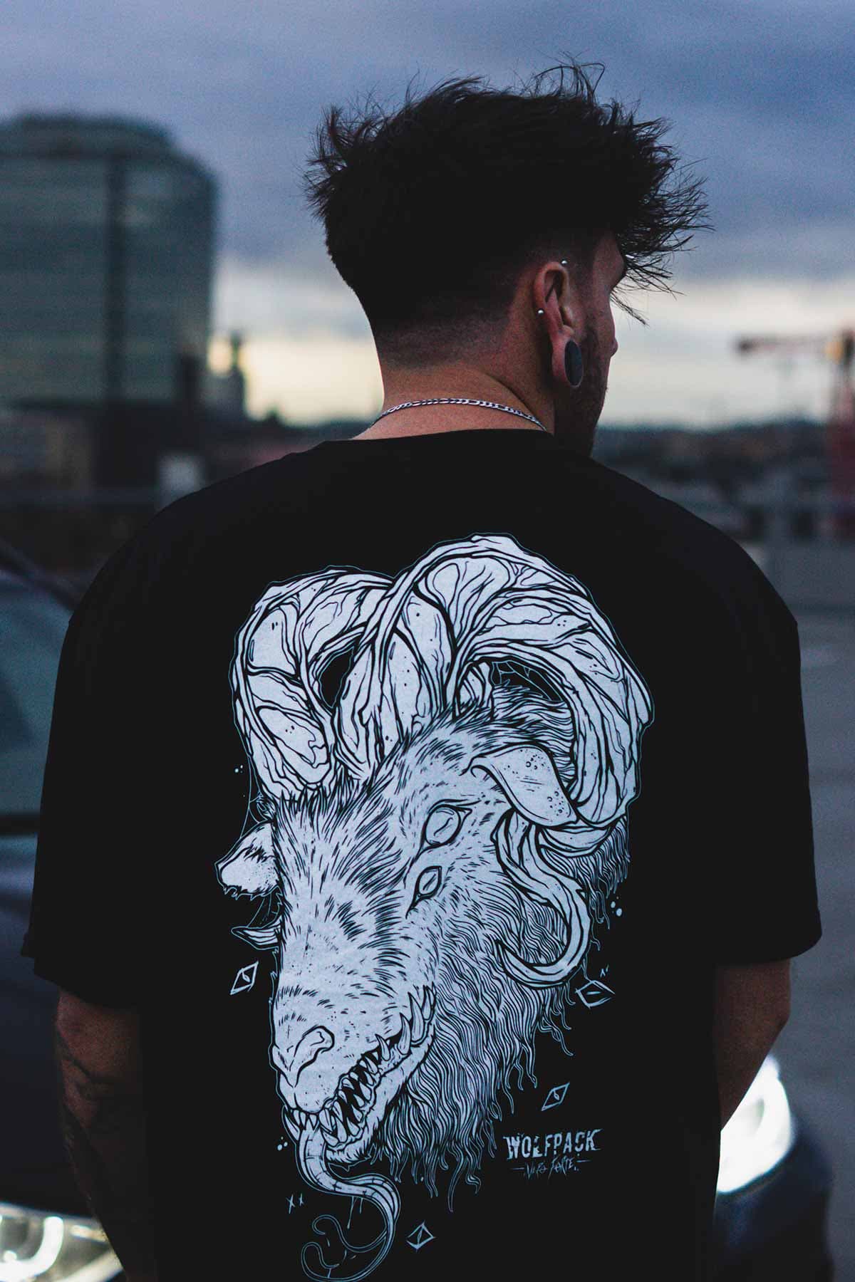 Black t-shirt with MORNING STAR TEE UNISEX print - Wolfpack Clothing