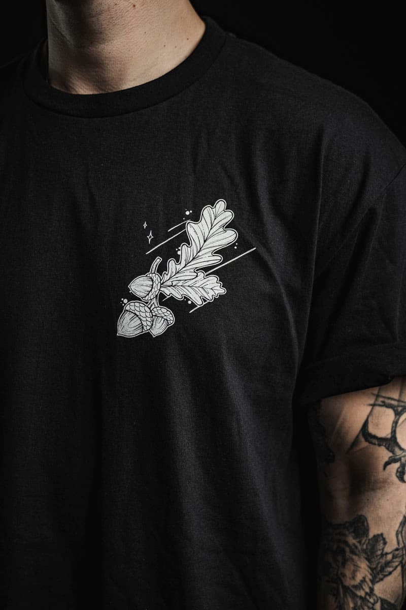 Black t-shirt with NORDIC HUNTER TEE UNISEX print - Wolfpack Clothing