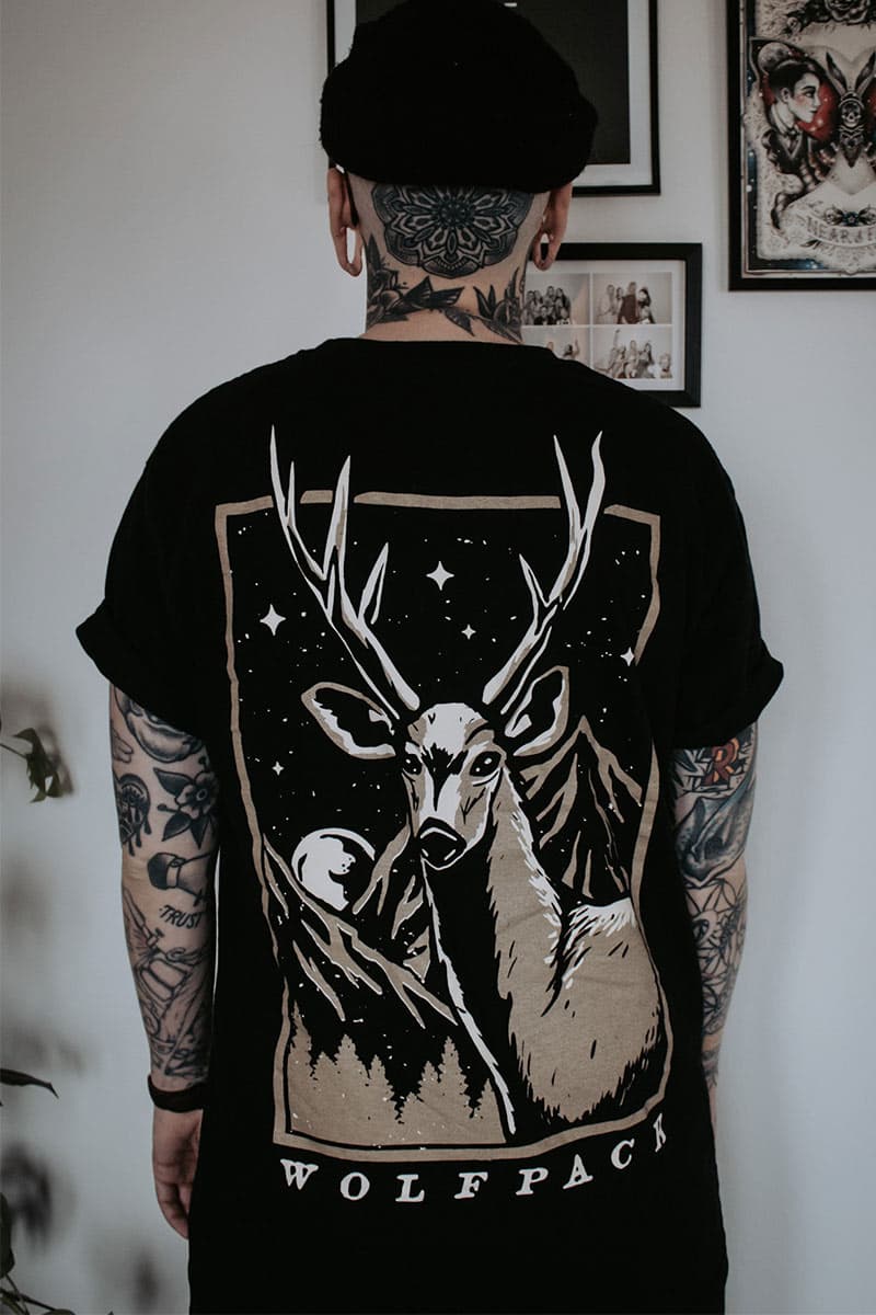 Black t-shirt with PATRONUS TEE UNISEX print - Wolfpack Clothing