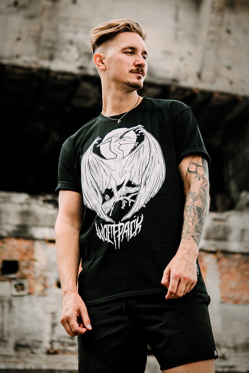 Black t-shirt with PTERANODON TEE UNISEX print - Wolfpack Clothing