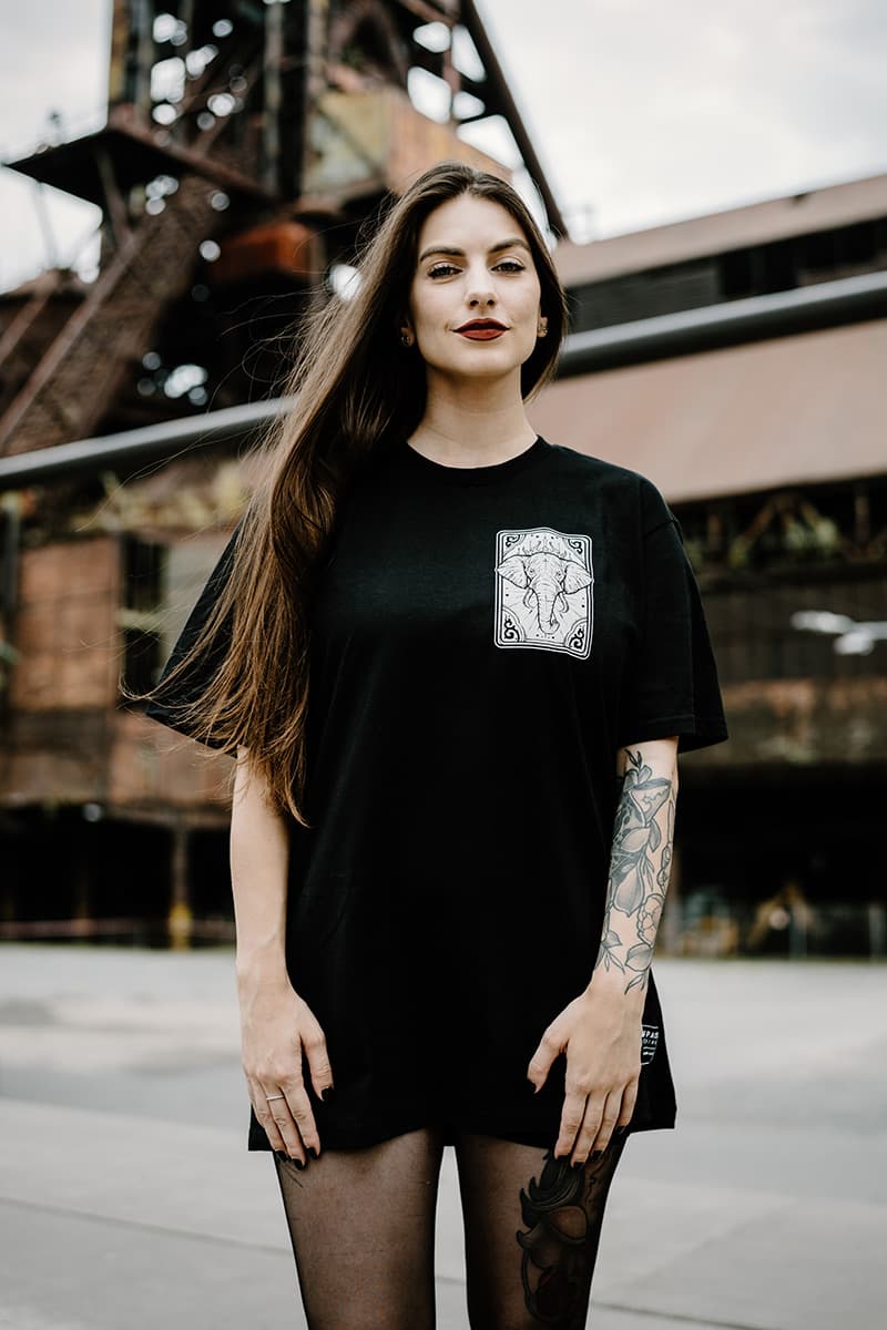 Black t-shirt with ROYAL TUSKS TEE UNISEX print - Wolfpack Clothing