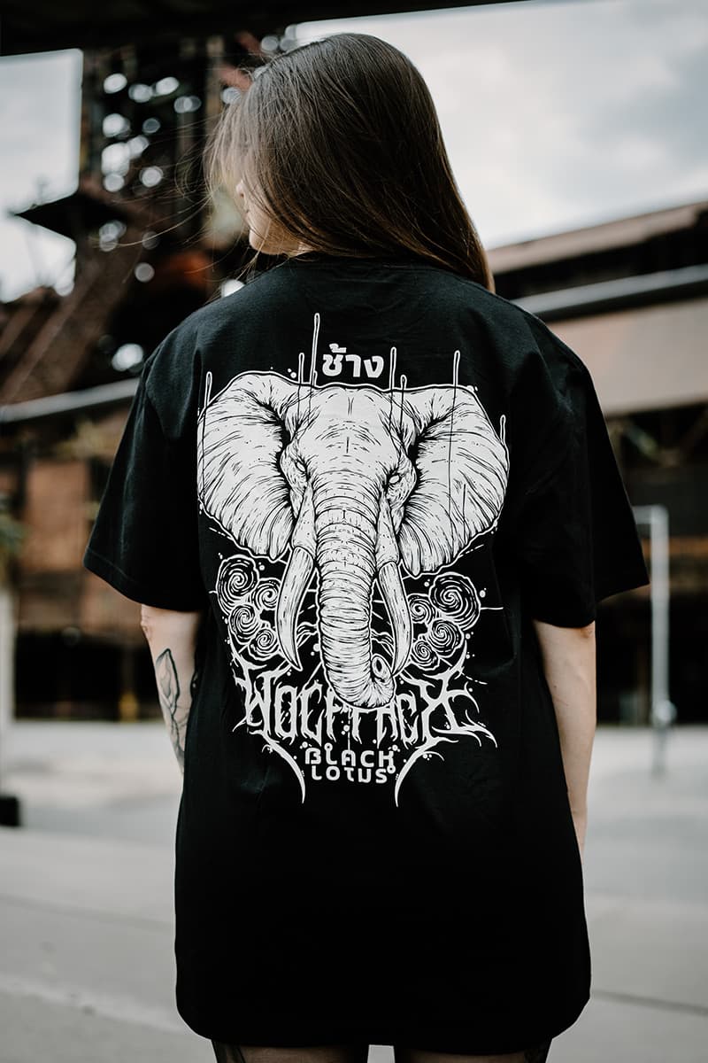 Black t-shirt with ROYAL TUSKS TEE UNISEX print - Wolfpack Clothing