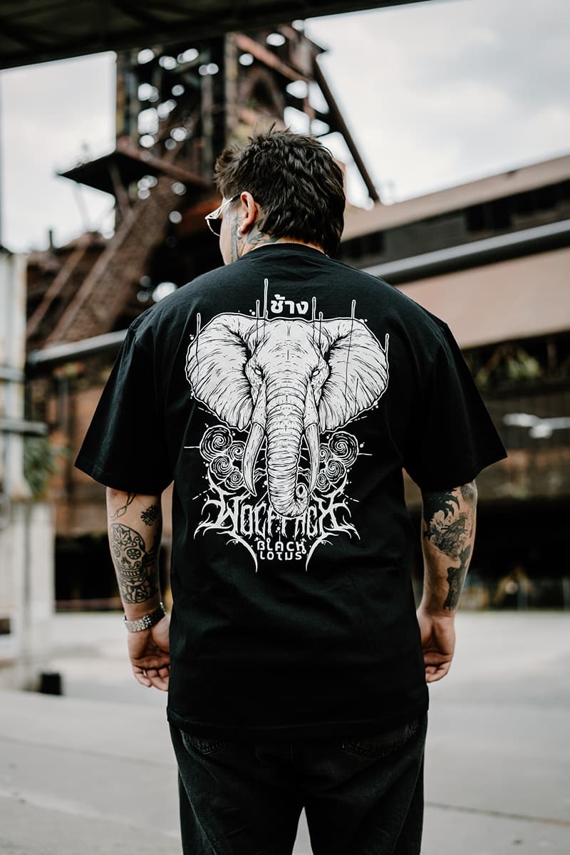 Black t-shirt with ROYAL TUSKS TEE UNISEX print - Wolfpack Clothing