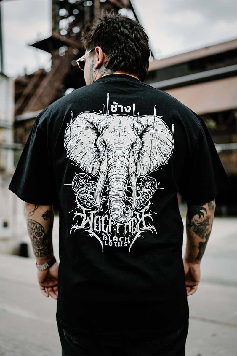 Black t-shirt with ROYAL TUSKS TEE UNISEX print - Wolfpack Clothing